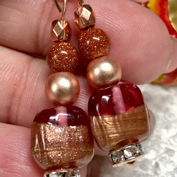 💋✨pretty murano/Italian glass and rose gold earrings - Picture 10 of 10